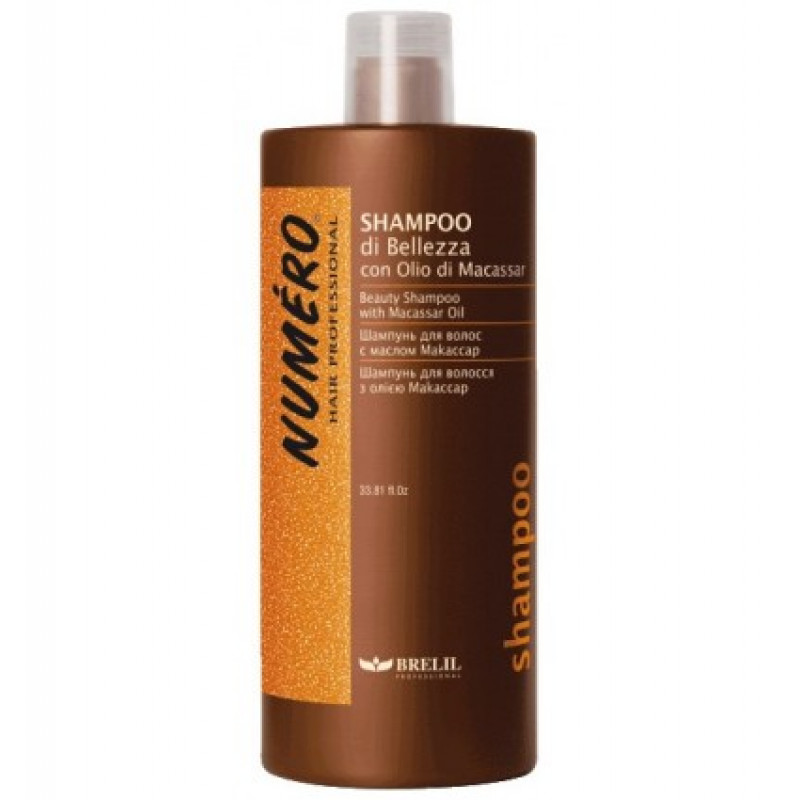 Шампунь для волосся з маслом Макасар і кератином-Brelil Numero Hair Professional Beauty Macassar Oil Shampoo